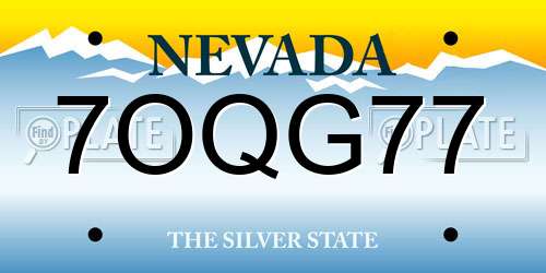 7OQG77 Nevada License Plate