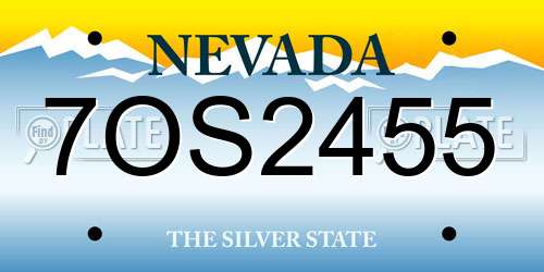 7OS2455 Nevada License Plate