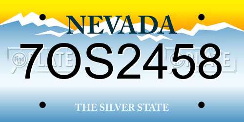 7OS2458 Nevada License Plate