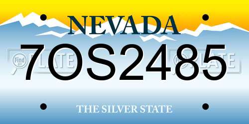 7OS2485 Nevada License Plate
