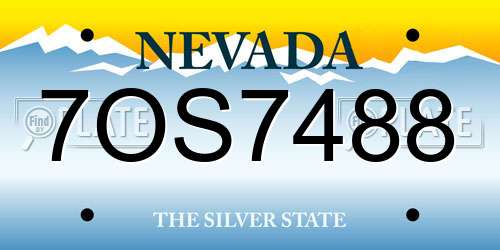 7OS7488 Nevada License Plate