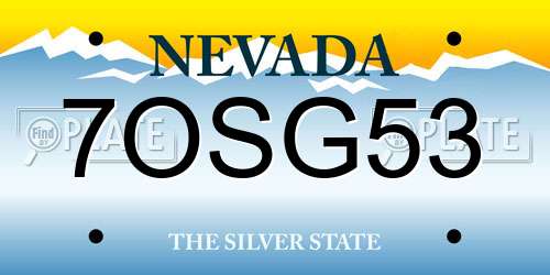 7OSG53 Nevada License Plate