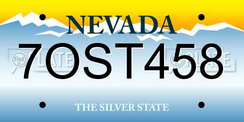 7OST458 Nevada License Plate