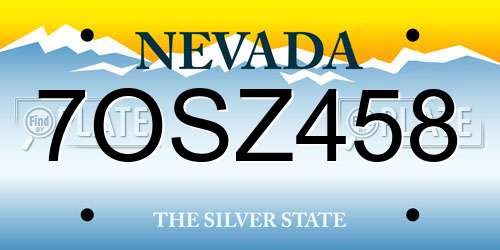 7OSZ458 Nevada License Plate