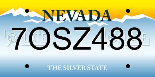 7OSZ488 Nevada License Plate