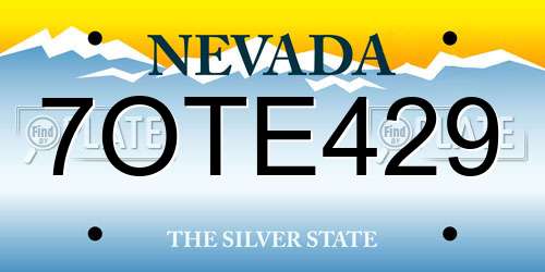 7OTE429 Nevada License Plate