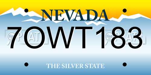7OWT183 Nevada License Plate