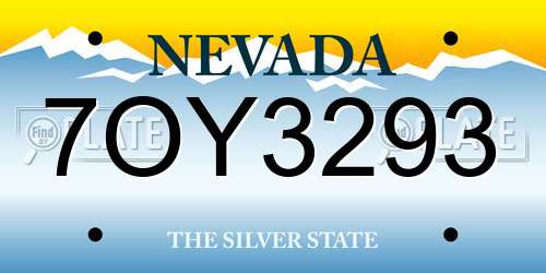 7OY3293 Nevada License Plate
