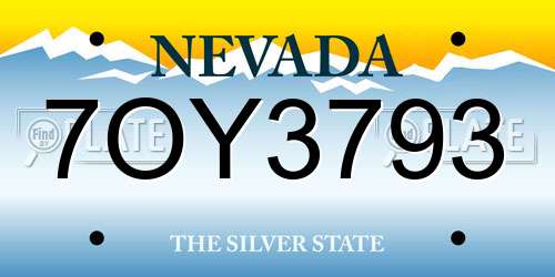 7OY3793 Nevada License Plate