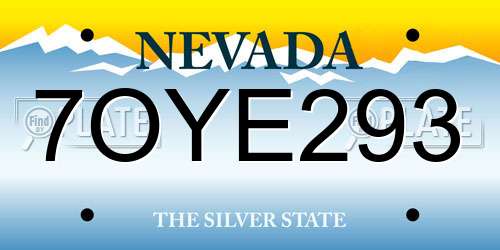 7OYE293 Nevada License Plate