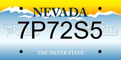 7P72S5 Nevada License Plate