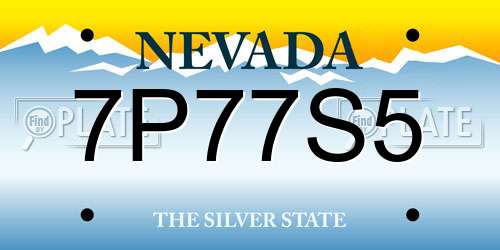 7P77S5 Nevada License Plate
