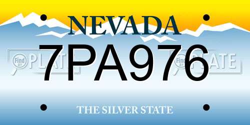 7PA976 Nevada License Plate