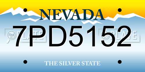 7PD5152 Nevada License Plate