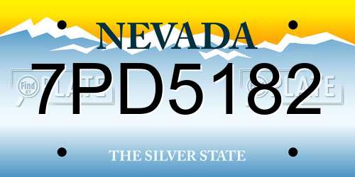 7PD5182 Nevada License Plate