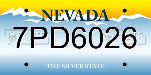 7PD6026 Nevada License Plate