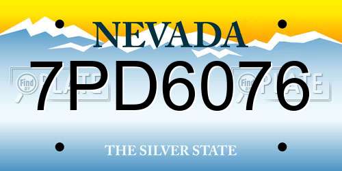 7PD6076 Nevada License Plate