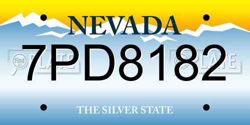 7PD8182 Nevada License Plate