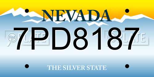 7PD8187 Nevada License Plate