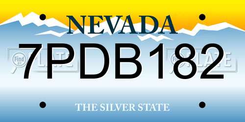 7PDB182 Nevada License Plate