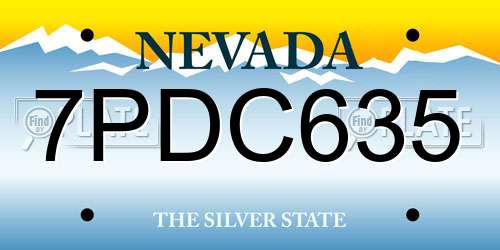 7PDC635 Nevada License Plate