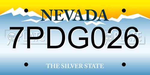 7PDG026 Nevada License Plate