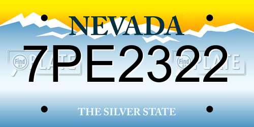 7PE2322 Nevada License Plate