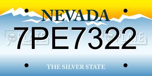 7PE7322 Nevada License Plate