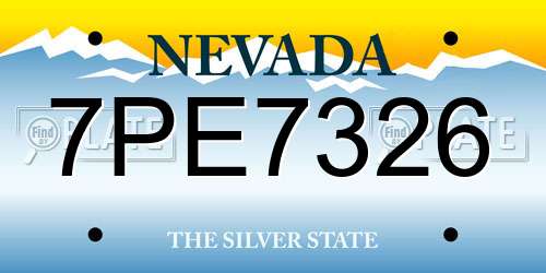 7PE7326 Nevada License Plate