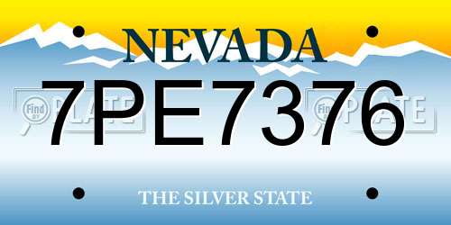 7PE7376 Nevada License Plate