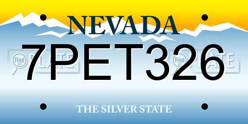 7PET326 Nevada License Plate