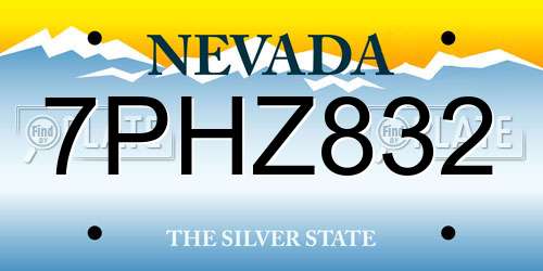 7PHZ832 Nevada License Plate