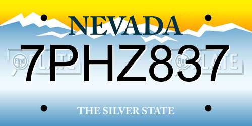 7PHZ837 Nevada License Plate