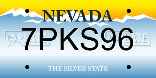 7PKS96 Nevada License Plate