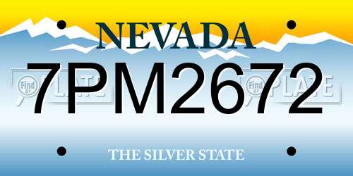 7PM2672 Nevada License Plate