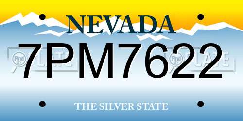 7PM7622 Nevada License Plate