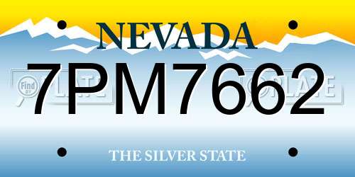 7PM7662 Nevada License Plate