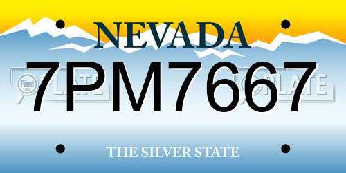 7PM7667 Nevada License Plate