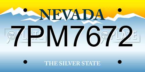 7PM7672 Nevada License Plate