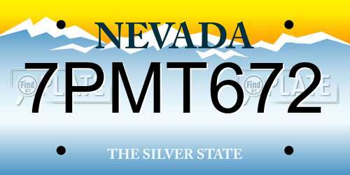 7PMT672 Nevada License Plate