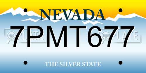 7PMT677 Nevada License Plate