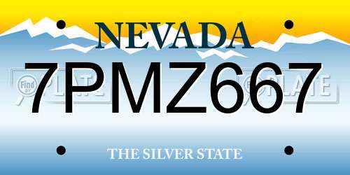 7PMZ667 Nevada License Plate