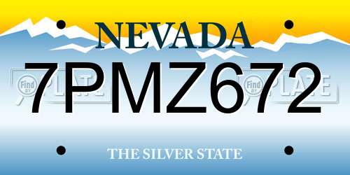 7PMZ672 Nevada License Plate