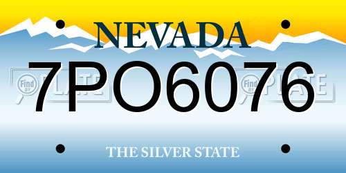 7PO6076 Nevada License Plate