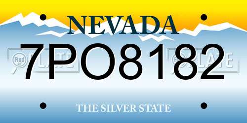 7PO8182 Nevada License Plate