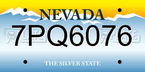 7PQ6076 Nevada License Plate
