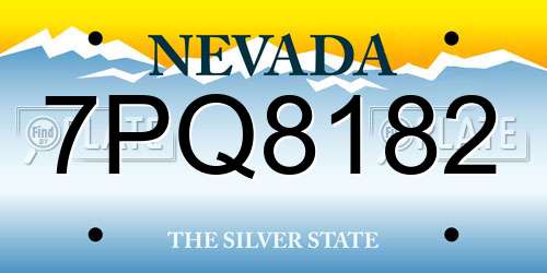 7PQ8182 Nevada License Plate