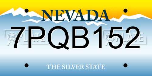 7PQB152 Nevada License Plate