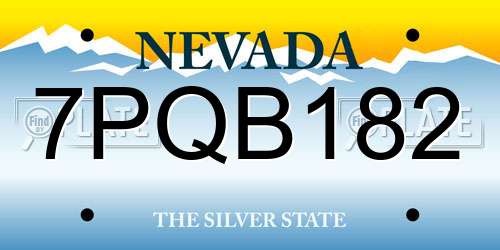 7PQB182 Nevada License Plate