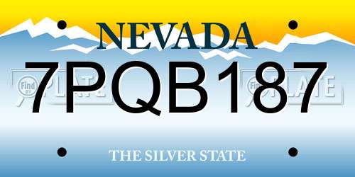7PQB187 Nevada License Plate